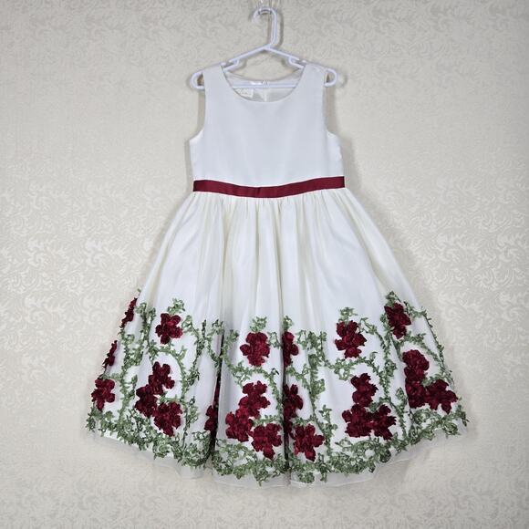 American Princess Dress Cardigan Set sz 7 White Red Green Holiday Ribbon Accents - Picture 7 of 15